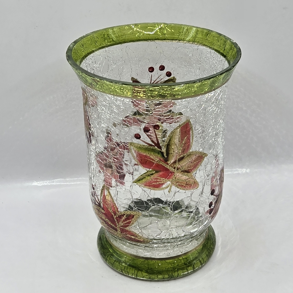 Yankee Candle Company 6 Inch Tall Fall Leaves Crackle Candle Holder 4"D